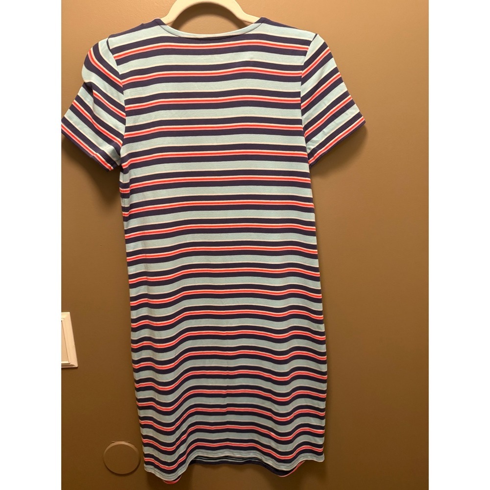 Lilly Pulitzer Dress Striped Square Neck Blue Pink Gold Button Short Sleeve S - Picture 4 of 5